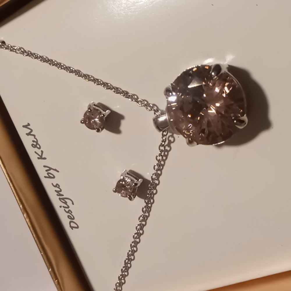 18 in cubic zirconia necklace and earrings set. New in box